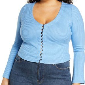 Reformation Gellar Top in Parisian Blue, size 2X